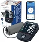 Beurer BM48 Tensiómetro de brazo,operación sencilla con un solo botón,medición suave y rápida,detección de arritmias, brazalete para 22-42cm,con aplicación,transferencia de datos a Apple Health y más