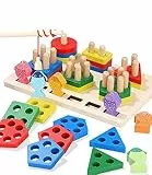 Juguetes Educativos Montessori de Apilar y Encajar, 2 en 1, de Pesca, Regalo de Cumpleaños para Niños, +36 meses