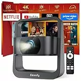 [Netflix Integrada] Eeenfy Proyector Portátil, Proyectore TV con 350ANSI, 1080P Soporte, E-Focus/Keystone, Proyectores WiFi Bluetooth, Projector Video 4K Soporte para Cine en Casa, Venus V1 pro, Negro
