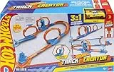 Hot Wheels Pack de triple looping Conjunto de pista con coche de juguete, conjunto con vehículo a escala 1:64 y componentes de construcción con 3 loopings, pistas Speed Snap y adaptadores, JDW39