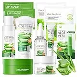 Set de Cuidado Piel Aloe Vera 11 Piezas con Tónico,Limpiador,Suero,CremaMascarilla,Bálsamo Labial y Parches para Ojos,Kit de Cuidado de la Piel con Aloe Vera para Adolescentes Niñas y Mujeres