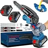 CEEPUY 8 Pulgadas Mini Motosierra Batería 8000mAh, 20cm Eléctrica Motosierra con una sola mano y Engrasador Automático Motosierra Inalámbrica Portátil para Podar Árboles de Jardinería