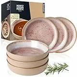 Moritz & Moritz TERRA Juego de 6 Platos Hondos Rosa de 700 ml Cada Uno - Ø 19 x 4,5 cm - en Rosa Sutil de Porcelana - Platos Hondos para Sopas, Ensaladas, Cereales, Pasta