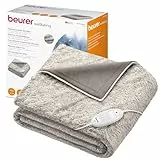 Beurer HD 75 Manta eléctrica nórdico, manta térmica de peluche con aspecto de piel, 6 ajustes de temperatura, lavable a máquina, con desconexión automática, beige / marrón, 180 x 130 cm