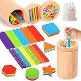 TEBOKHAD Juguetes Niños 3+ Años, 3 En 1 Juguetes Montessori 2 Años,Juguetes Educativos De Apilar Y Encajar 3 + Años,Juegos Sensoriales,Madera Juguete Montessori para Clasificar Formas Y Colores