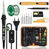 Beizkna Soldador de estaño 80W Kit 13 en 1 Soldador Profesional con Temperatura Ajustable 180℃-520℃, 5pcs Puntas, Bomba Desoldadora, Soporte, Pinzas Antiestáticas, Alambre de Soldadura