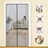 MYCARBON Mosquitera Puerta Magnetica Corredera Cortina Mosquitera Magnética para Puertas Cortina de Sala de Estar la Puerta del Balcón Puerta Corredera de Patio (95x210, Negro)