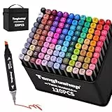 Tongfushop 120+2 Rotulador de Colores, Rotuladores Doble Punta Impermeabile, Rotuladores Alcohol para Pintura, Dibujo, Diseño, Representación, Cartas, Carteles, Libros De Colores