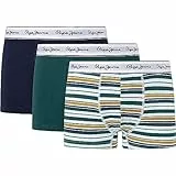 Pepe Jeans Stripe TK 3P Trunks, Verde (Green), M para Hombre
