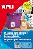 APLI 12847 - Etiquetas blancas permanentes 45,0 x 45,0 mm 20 hojas