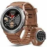 Atheewon Reloj Inteligente Hombre Mujer con Llamadas, 1.39' Militar Smartwatch con 110+ Modos Deportivos, Marrón Oscuro