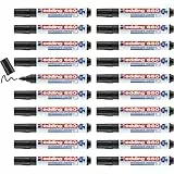 Edding 660 Marcador para pizarras blancas, negro, 20 rotuladores, punta redonda de 1,5 a 3 mm, fieltro borrable para pizarras blancas, notas y caballete de conferencia, recargable