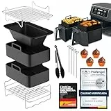 UNBOX Accesorios para Freidora de Aire, 15 Piezas - Accesorios AirFryer Doble para Ninja Foodi AF400EU, AF451, AF300EU, COSORI 8,5L, Cookwise 9L, Princess 8L - Con Molde de Silicona y Ebook de Recetas