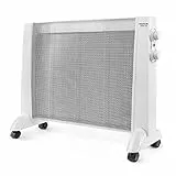 Taurus PRMB 1600 - Radiador de mica, 1600 W, 3 temperaturas, termostato regulable, ruedas, protección anti calentamiento, Silencioso, Blanco