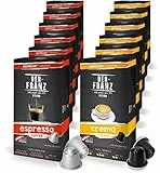 Cápsulas de café compatibles con Nespresso, 12 x 10 Cápsulas (60 x Crema, 60 x Espresso)