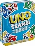 Mattel Games UNO Teams Juego de Cartas para niños, niñas y Adultos, Noches en Familia, Fiestas y Viajes, con Reglas Especiales para Jugar en Equipos de Dos Personas, JDM40