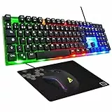 G-Lab Combo Yttrium - Pack Teclado y Raton Gaming, Combo 3 en 1 con Teclado Gaming QWERTY, 105 Teclas, Ratón Gamer 2600 dpi, Alfombrilla de ratón Gamer - PC/PS4/PS5 (Nueva versión)