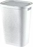 CURVER Hamper- Baúl para la Colada 60L, Cesto de Ropa, 44x35xH60, 100% Material Reciclado, Blanco