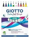 GIOTTO Turbo Soft Brush, Rotuladores con Punta de Pincel, Colores Surtidos, 10 uds.