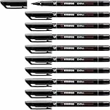 STABILO Marcador permanente OHPen - Caja con 10 unidades - Color negro - Punta media