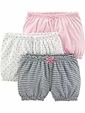 Simple Joys by Carter's 3-Pack Bloomer Short Infant-and-Toddler-Shorts, Azul Marino Rayas/Blanco Lunares/Rosa Claro, 0 Meses (Pack de 3) para Bebés