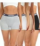 wirarpa Boxer Mujer Pantalon Antirozaduras Algodon Bragas Culotte Shorts 3'' Inseam Pack de 4 Negro Gris Beige Blanco Talla L