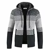 Cárdigan de Hombre Cuello Alto Casuales Chaqueta Chaqueta de Punto para Hombre Sudaderas con Capucha Suéter de Punto (S, Gris Oscuro)