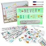 BONNYCO Caja de Luz A4 Oro Rosa 16 Colores 400 Letras, Emojis, 10 Tarjetas Premium, Mando, 2 Rotuladores, Ñ y Ç Incluidas. Cartel Luminoso LED, Regalos Originales para Mujer Regalos para Niñas Navidad