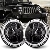 Maimiao 2Pcs Faros Led 7 Pulgadas, 300W Ojos de Angel Jeep Wrangler Faros Intermitentes/Drl/High/Low Beam para Wrangler Lj Tj Cj Jk xj yj Hummer H1 H2