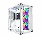 TALIUS Caja Gaming Cronos Frost. PC de Juego de Torre ATX de Cristal Templado. Incluye 3 Ventiladores Iris ARGB más centralita, 4 filtros Anti Polvo imantados (Blanco)