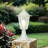 Lámpara para Iluminación de Caminos Zócalo de Color Blanco de Metal y Vidrio Auténtico RA22801, Lámpara Exterior