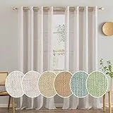 MIULEE Juego de Cortinas de Lino Translúcido de Dos Piezas con Ojales Cortinas Modernas para Dos Puertas de Balcón Cortinas para Salón Dormitorio 175x140cm (HxL) Lino Natural Blanco