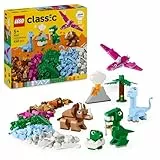 LEGO Classic Dinosaurios Creativos Caja de Ladrillos de Colores para Construir Huevo de Dinosaurio, Tiranosaurio Rex, Triceratops y Volcán de Juguete, Regalo para Niños y Niñas de 5 Años o Más 11041