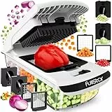 Multifuncional Cortador de Verdura Espiralizador de Verduras - Picador de Verduras Patatas Cebolla - Vegetable Chopper - Gadgets Cocina (4-en-1 Blanco)