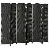 HOMCOM Biombo de 6 Paneles 240x170 cm Separador de Ambientes Plegable Biombo Separador de Ambientes para Salón Dormitorio Oficina Negro