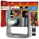 [App Integrada] Eeenfy Proyector Portátil, Proyector TV con E-Focus/Keystone, 350ANSI, 1080P Soporte, Proyector WiFi Bluetooth, Proyector Video 4K Soporte para Cine en Casa, Mejora 2025, Gris Oscuro