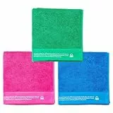 UNITED COLORS OF BENETTON. Juego de 3 Toallas 50x90cm algodón orgánico 450gsm Azul, Rosa y Verde