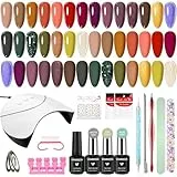 VANREESA Kit Uñas Semipermanentes Completo, Kit Manicura Semipermanente 21 Colores Pintauñas Semipermanentes con 36W U V/LED Lámpara, Kit Esmalte Semipermanente Regalos para Señoras