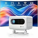 VOPLLS Proyector de corrección trapezoidal mini proyector eléctrico LED Focus Automatic Keystone Correction WiFi Bluetooth 1080P Full HD Portable Mobile Phone Projector Home con Tripode para Pared