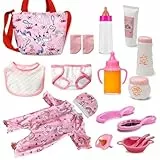 Toclsixz Accesorios para muñecas de bebé, accesorios para muñecas con ropa de muñeca, chupete de muñeca, bolsa de pañales, regalo para niñas