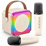 Gontence Karaoke con 2 Micrófonos Inalámbrico Infantil, Regalo Juguetes para Niñas y Niños 3-15 Años, Micrófono Karaoke con Luces LED y Efectos de Voz, Regalo Juguetes para Niñas 3-12 Años