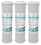 3x AquaHouse AH-CTO5 Cartuchos de filtro de agua de bloque de carbono de 10 'para agua potable, sistemas de ósmosis inversa, para todas las carcasas de 10'