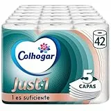 Colhogar Just 1 x42 - Papel Higiénico Extra Absorbente - Paquete con 6 Rollos - Papel de Baño de 5 Capas - Ultra Suave para Máximo Confort - Blanco (7x6)