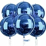 PartyWoo Globos azul oscuro, 6 globos de papel de aluminio azul, globos de papel de aluminio 4D gigantes de 22 pulgadas y cinta, globos grandes de Mylar, globos para decoraciones de cumpleaños