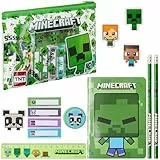 Minecraft Estuches Escolares de Lápices y Set de Papelería para Niños - Regalos Cumpleaños (Verde)