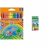 BIC Kids Plastidecor - Pack de 12 ceras para colorear + Alpino 654 - Lápices de colores