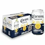 Corona, 4 Packs de 6 Latas x 33 cl, Cerveza Lager Ligera y Refrescante, Con Aroma Ligeramente Afrutado, 4.5% Volumen de Alcohol