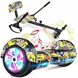 Hoverboard con fijación al asiento, combo de 6,5 pulgadas, autobalanceo, con altavoz Bluetooth y luces LED para niños, niñas y niños (incluyendo kart)