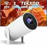 TEKXDD Mini Proyector Portátil 4K - Full HD WiFi 6, 200 ANSI Proyectores Inteligente, BT 5.0 Android 11.0, Auto Keystone, Giro de 180 Grados, 130 Pulgadas Flip Proyectores para Cine Casa