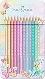 Faber-Castell 201910 - Caja de Metal con 12 Lápices de Colores Pastel Sparkle